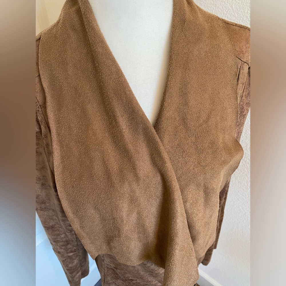 A.N.A - A New Approach NWT Brown / Tan Faux Suede Asymmetrical Zip-up Jacket (M) - Picture 2 of 6